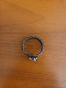 This alchemy inspired ring was handmade in the forge. It is set with a jade, making a stunning piece of rustic jewelry.