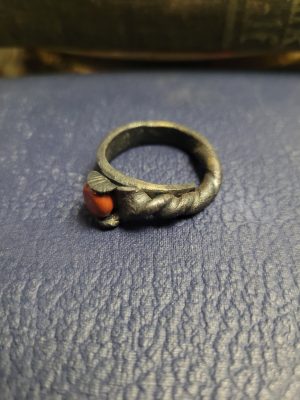 A handmade ring set with a carnelian stone. Part of our handmade jewlery collection